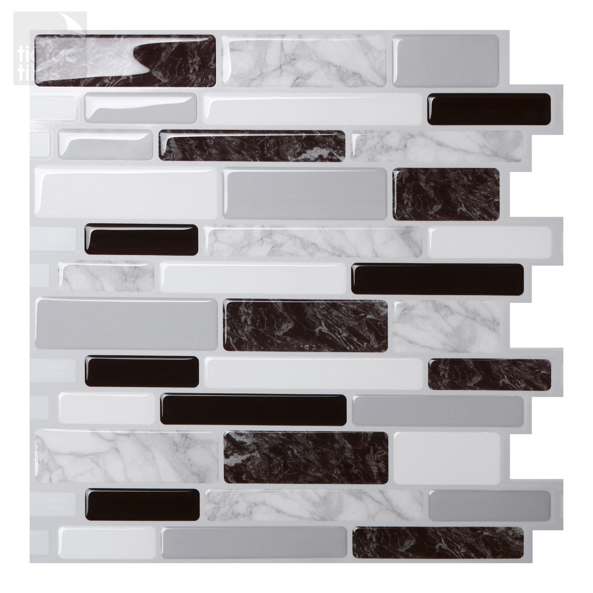 Polito Black & White 3D Peel and Stick Backsplash – Tic Tac Tiles