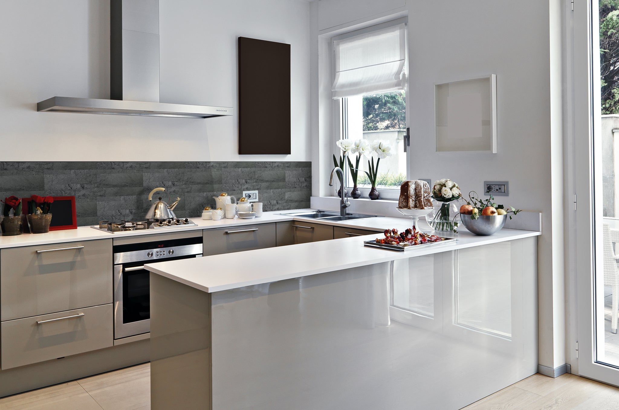 Oyster Gray Stone Tile - Stone Peel and Stick Backsplash Natural