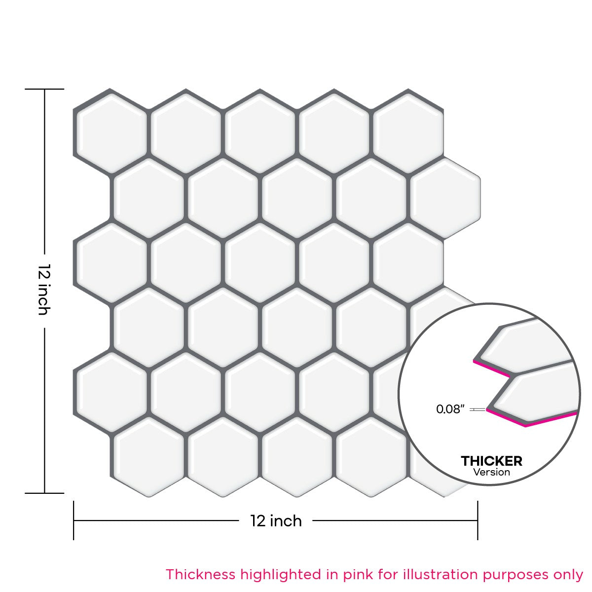 Thicker Hexa Mono White Tile