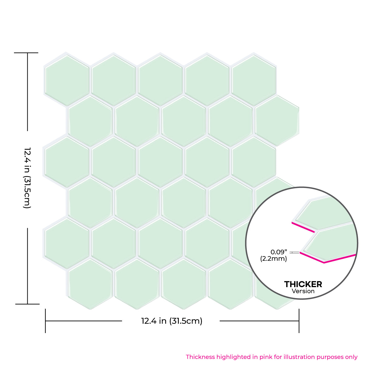 Thicker Hexagon Mint Tile