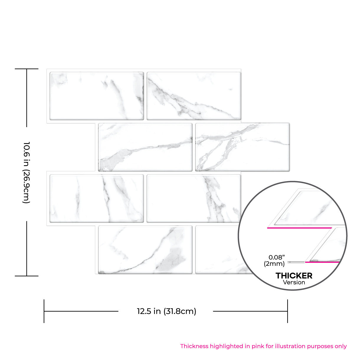Thicker Large Subway Marble Tile