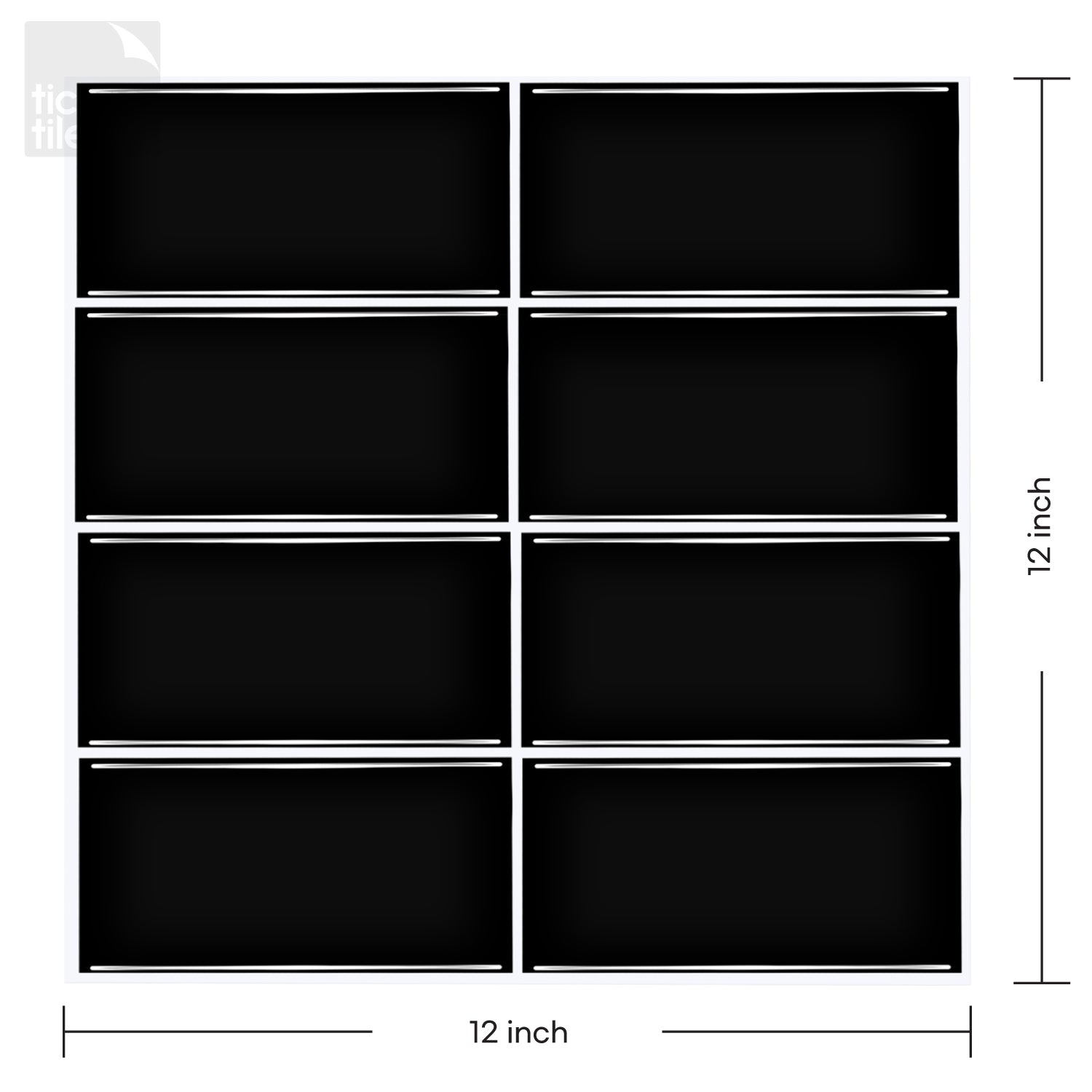 Subway Black Straight 12" x 12"