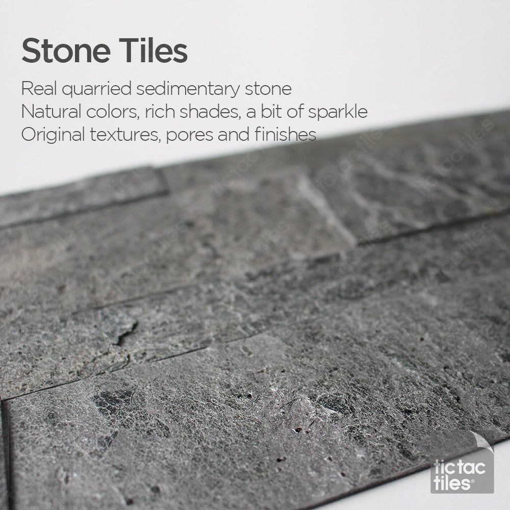 Oyster Gray Stone Tile - Stone Peel and Stick Backsplash Natural
